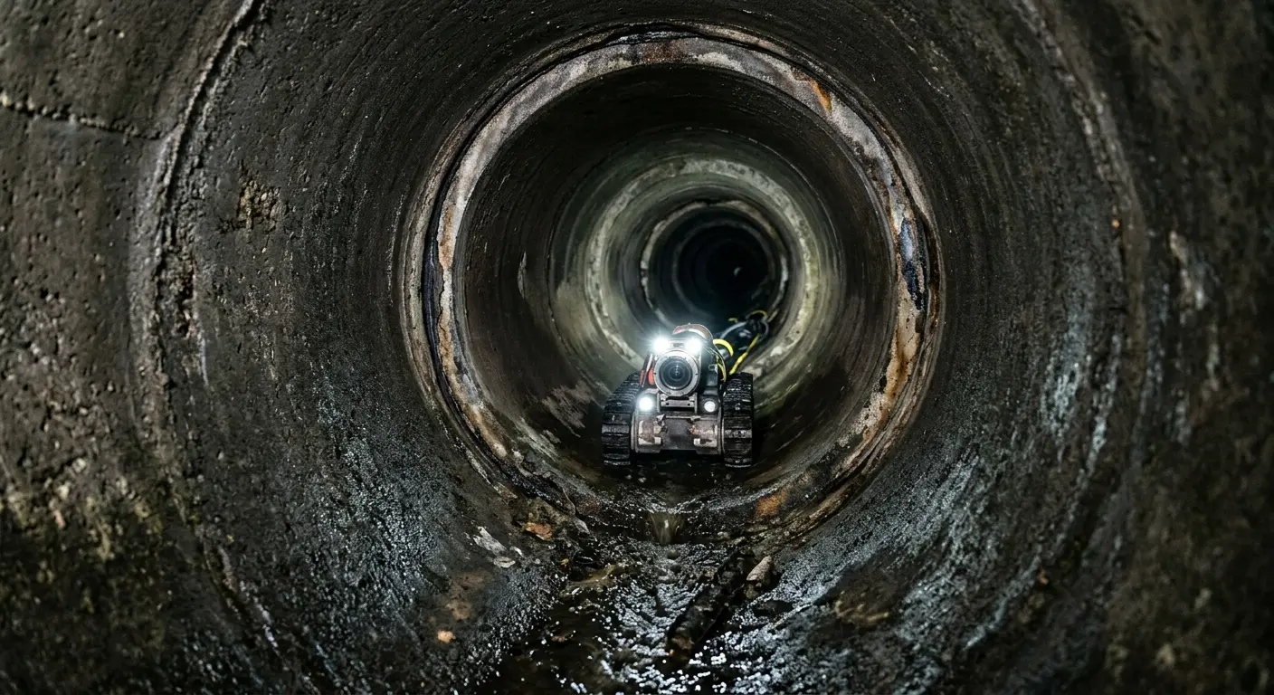 Robotic sewer camera inspecting pipe interior for Drain Snake Service in Dana Point
